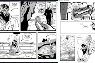 draw comic storyboard, book cover, strip, comic book page illustration design