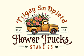 make amazing flower truck logo for your business in just two days