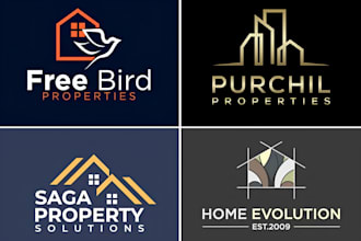 do real estate, property, mortgage, home, building, construction logo design