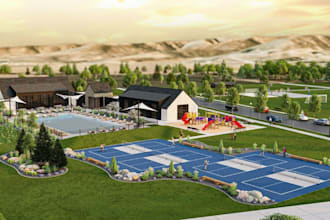 optimize outdoor sports fields,large garden,game environment design,3d landscape