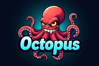 make high quality scary octopus logo with a free source file