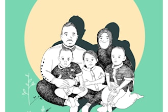 illustrate cute portrait for valentine couple or family
