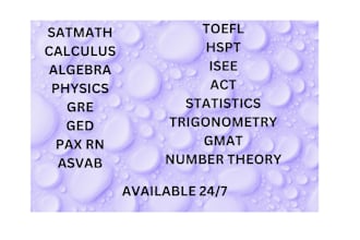 act, sat, gmat, gre, hspt, toefl, pax rn, teas, hesi, isee, astb, asvab