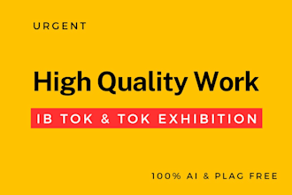 provide urgent help in ib toks and tok exhibitions