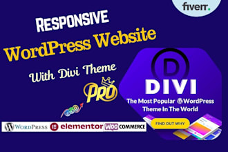 responsive wordpress website with elementor or divi pro