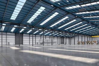 design and render 3d modeling warehouse, factory and industrial buildings