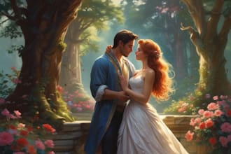 do illustrated romance book cover art, ebook cover, amazon