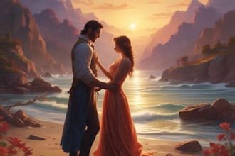 create illustrated romance book cover design for amazon