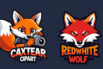 design an animal esport mascot logo, wolf, tiger, eagle, fox