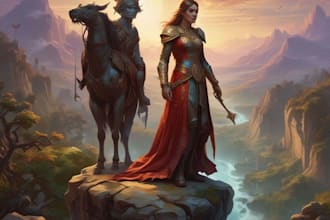 draw a fantasy book cover or character illustration