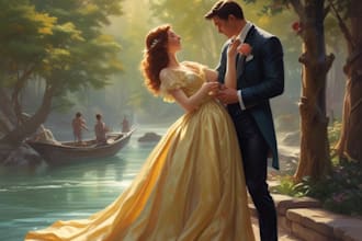 create illustrated romance book cover design for amazon KDP