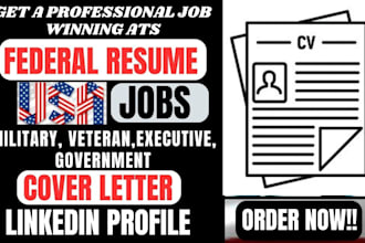 deliver ats federal resume, ksas, military, and veteran resume for USA job
