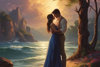romance book cover illustration, book cover design, ebook