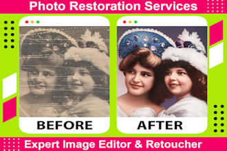 fix picture, repair old damaged photo restoration with fast delivery