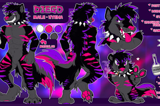 draw character reference sheet furry art fursona character  for your ocs