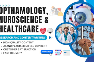 do medical, healthcare, neuroscience ophthalmology, nursing as your ebook writer