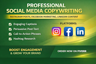 do copywriting service for instagram posts, facebook marketing, linkedin content