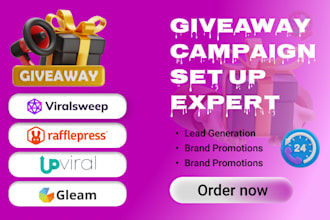 design and setup giveaway campaign using gleam upviral, viralsweep campaign