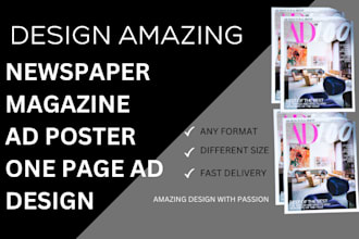 design amazing print ad, newspaper, magazine ad poster, flyer, one page ad