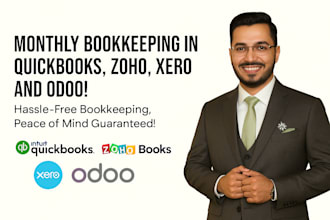do monthly bookkeeping in quickbooks, zoho, xero, and odoo
