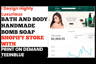 design luxurious bath and body handmade bomb soap shopify store with teeinblue