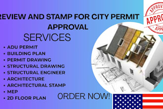 draw stamp engineering architectural drawing floor plan for USA city permit