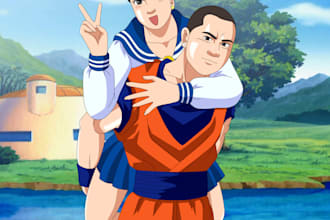 draw you in dragon ball z anime style or any other anime