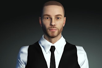 make 3d realistic character model, 3d game art for game or animation in blender