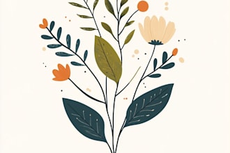 design hand drawn, boho, botanical, vintage logo for you