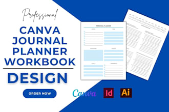 design, format workbook, notebook, printable journal, digital planner etsy, kdp