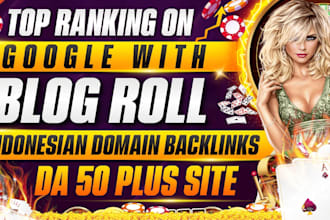 create 50 high da and DR sidebar blogroll backlinks
