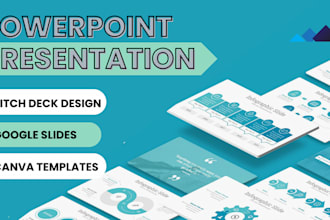 design pitch deck and presentations in powerpoint, google slides, canva template