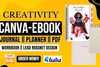 design fillable pdf custom digital kdp journals, planner, workbook activity book