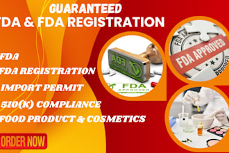 handle fda registration, import permits, 510k compliance for food, cosmetic