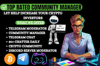 be crypto telegram community management, social media post, 30 telegram chatters