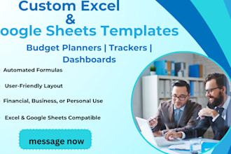 create excel, custom excel spreadsheet, google sheet template or budget planner