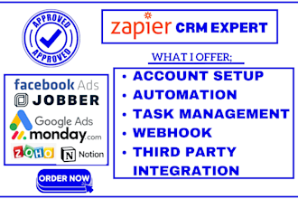 zapier integration facebook ads google ads  zoho monday notion jobber automation