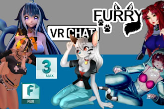 vrchat avatar vrc anime character 3d furry model 3d stylize avatar