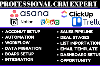 setup asana crm clickup trello notion template zoho crm zapier automation
