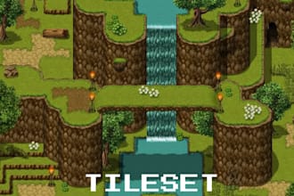create custom pixel art game backgrounds, environments, landscapes and tilesets
