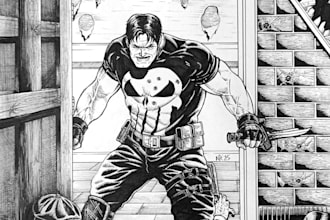 do a traditional illustration in a comicbook style