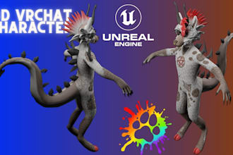 create 3d vrchat avatar, anime 3d furry avatar, fursona, animaze, vseeface