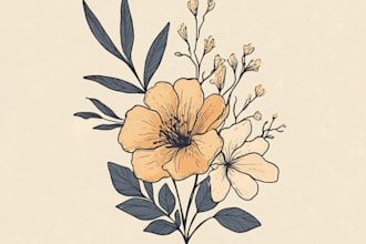 design feminine hand drawn botanical boho logo