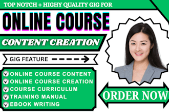 do online course content creation book writer course curriculum training manual