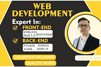 create full stack web application with backend using django, flask, node js