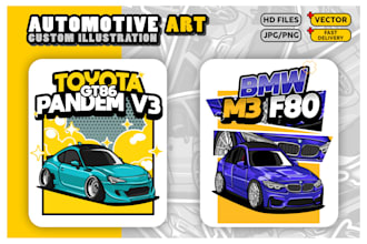 make amazing cartoon car automotive illustration art