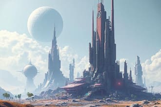 make environment, cyberpunk, concept art landscape design