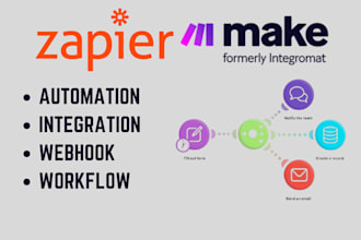 setup or fix zapier make com automation integromat integration workflow webhooks