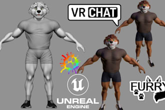 do custom 3d furry avatar, nsfw 3d model for vtuber, vrchat, quest