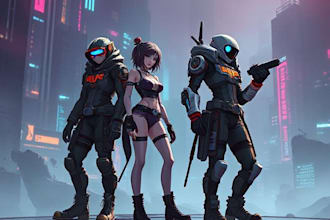 make cyberpunk character concept art and illustrations for you